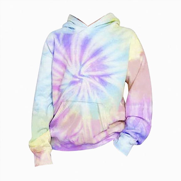 BOBOGOJP Unisex Kids Tie Dye Sweatshirt Boys Girls Hooded Kangaroo Pocket Pullover Hoodies Purple,Size 2-3 Years