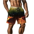thumbnail image 6 of Ecqkame Men's Swim Shorts Casual Loose Flame Printing Loose Sports Shorts Fashion Elastic Waist Drawstring Beach Shorts Yellow-C S, 6 of 9