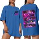 thumbnail image 1 of Pop cazadora para niña Demon Hunters Round-Neck Printed Anime Trio Poster T Shirt （Blue）, 1 of 4