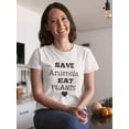 thumbnail image 2 of "Save Animals, Eat Plants" Medium Front Quote Heart Graphic Women T-Shirt, Female XX-Large, 2 of 4