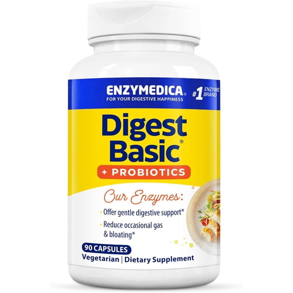 Enzymedica, Digest Basic   Probiotics, Gentle Digestive Enzymes with 400 Million CFU Active Cultures per Capsule, 90 Count