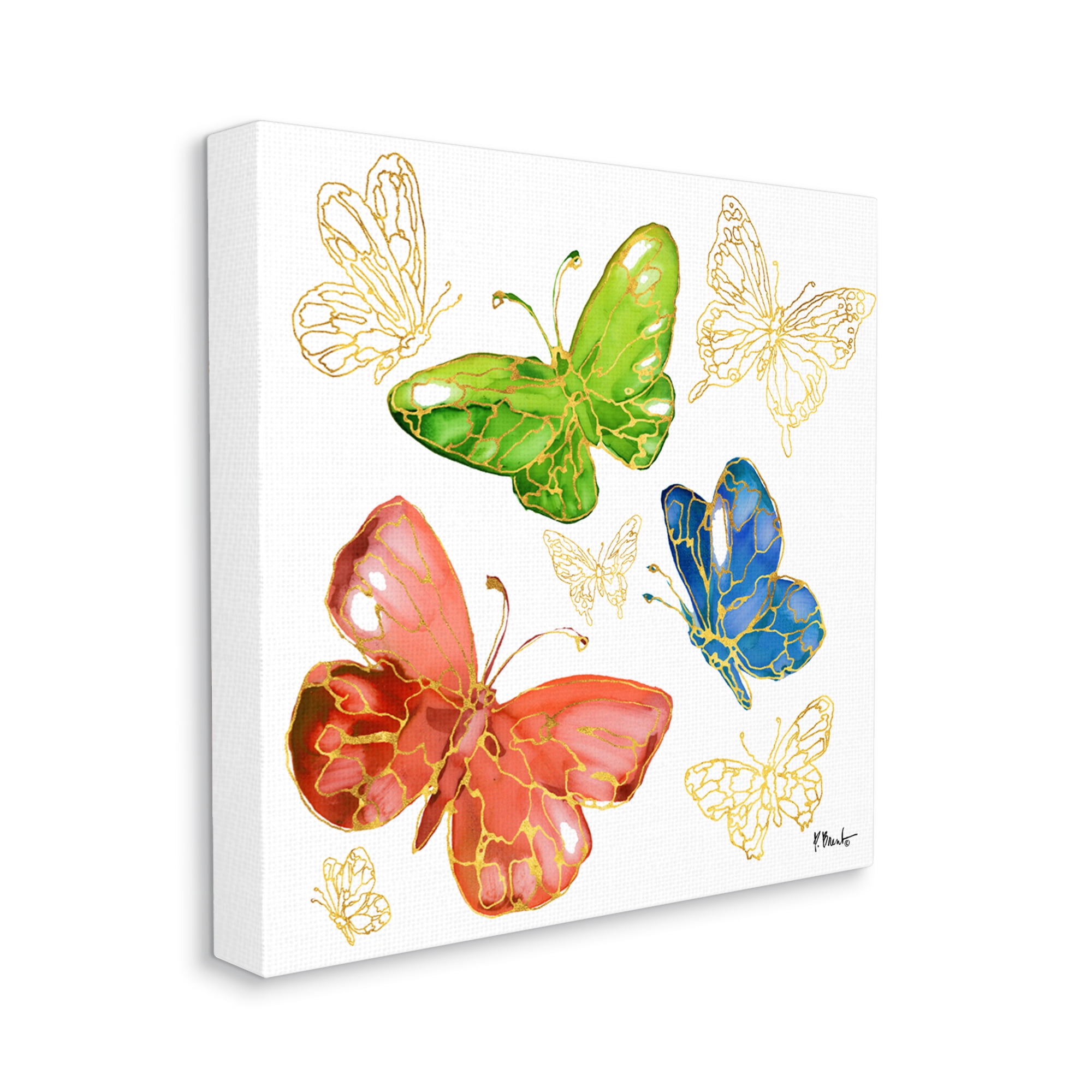 Stupell Industries Glam Butterfly Outlines Animals & Insects Painting Gallery Wrapped Canvas Art Print Wall Art, 30 x 30