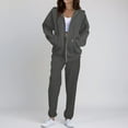 thumbnail image 2 of CIENVNSTG Sweatsuits Women 2 Piece Outfit Zip Up Hoodie Fall Long Sleeve Sweatshirts with Pocket Matching Sweat Sweatpants Set Dark Gray 3XL, 2 of 8