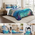 thumbnail image 6 of Twin Quilt Set 68''x86'', Ocean Dolphins Lightweight Summer Bedspread Coverlet Set with 2 Pillow Shams, Summer Coral Coconut Trees Tropical Fish Breathable All Season Quilt Bedding for Dorm/Bedroom, 6 of 9