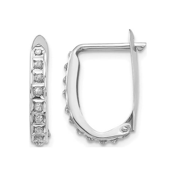 Accent Diamond Small Hoop Earrings in 14K White Gold