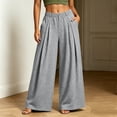 thumbnail image 5 of Smsaxvxz Women's Wide Leg Sweatpants Casual Solid Zipper Button Elastic Waist Work Travel Pants with Pockets Gray XL, 5 of 8