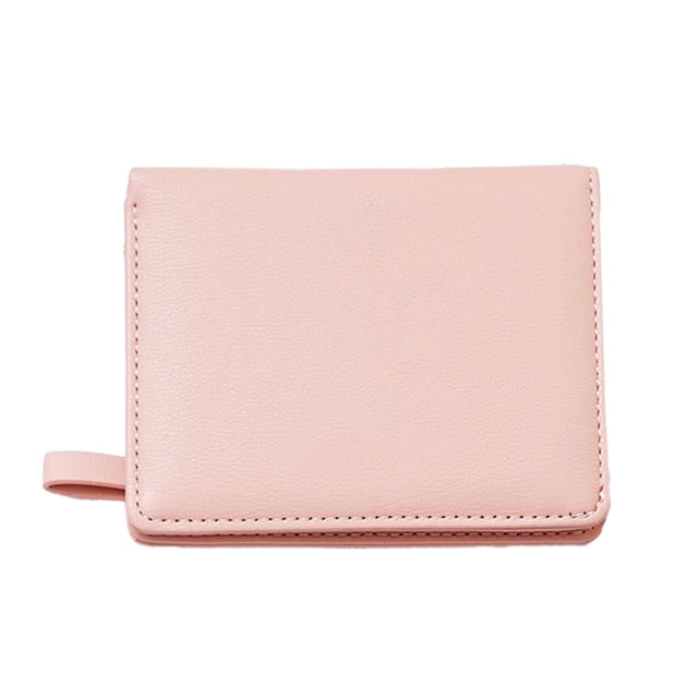 Carteras para mujer, billetera pequeña de cuero plegable, monedero pequeño para mujer, rosa