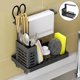 thumbnail image 3 of Organizador de caddy para fregadero de cocina, soporte para dispensador de cepillos de jabón para fregadero, soporte para esponja, soporte de pared pa negro Macarena Organizador de carritos, 3 of 8