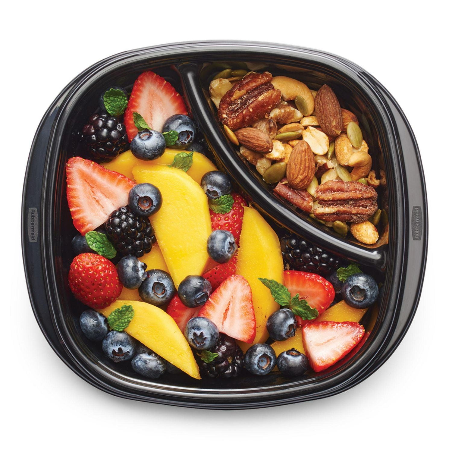 Rubbermaid TakeAlongs Divided Meal Prep Containers, 556 mL (2.35 Cup), Black, 3 Pack, BPA-Free