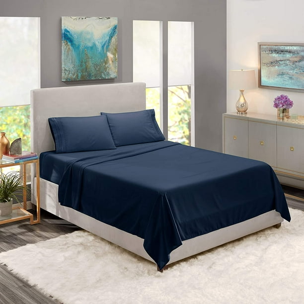 Navy blue twin sheet set cheap