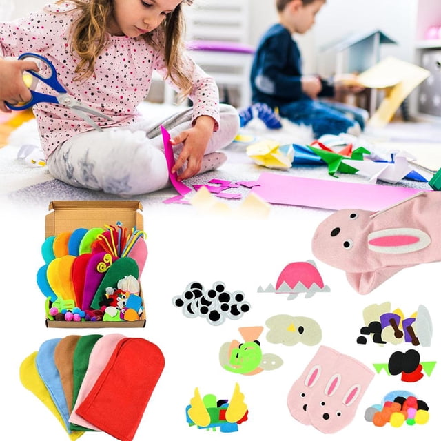 Kit De Fabricación De Marionetas De Mano De Animales Para Manualidades, Decoración De Fieltro, Suministros Para Fiestas De Juegos De Rol Para Niños Yuarrent FN005547-00
