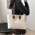 thumbnail image 5 of PU Leather Tote Bag, Shoulder Bags for Women, Top Handle Handbags, Large Purse Lightweight&Comfortable To Carry for Work Travel Shopping （White）, 5 of 6