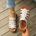 thumbnail image 6 of Women's Gladiator Flat Sandals, Wide Width Fish Toe Summer Sandals for Women, Adjustable Buckle Casual Beach Shoes, Non-Slip Walking Sandals, 6 of 8