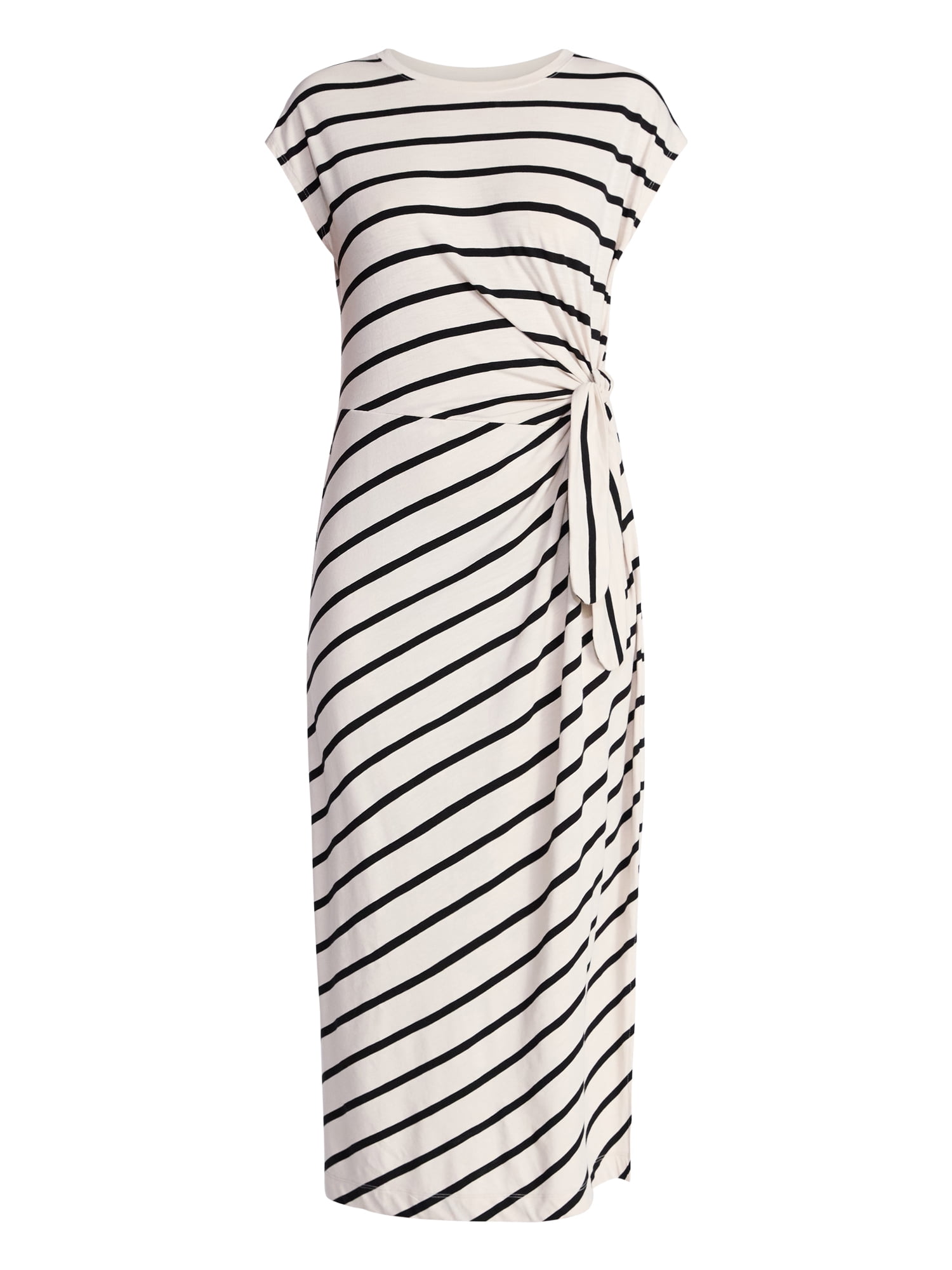 Time and Tru Women's and Women's Plus Side Tie Midi Dress with Dolman Sleeves, Sizes XS-4X