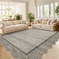 thumbnail image 2 of Scalloped Area Rug - Non-Slip Modern Bordered Carpet - Machine Washable Low Pile Floor Rug - Foldable Farmhouse Style for Living Room Bedroom Nursery Dining Room Office, 2 of 12