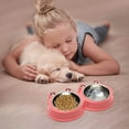 thumbnail image 3 of Bol pour Chien en Acier Inoxydable Durable Distributeur de Nourriture et d'Eau Design Antidérapant Tapis en Silicone Résistant Design Antidérapant pour Petits Chiens/chats comme Chihuahua/bulldog/poudron et Plus, 3 of 7