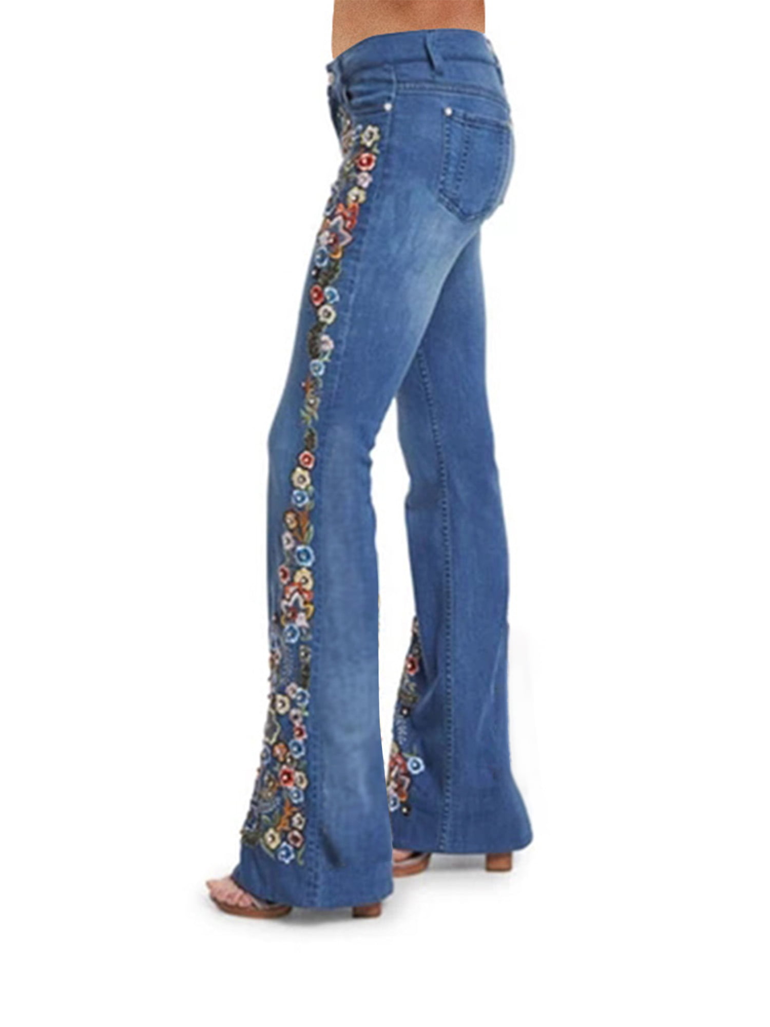 1970's Vintage High Waisted Polyester Stretch Bell Bottoms