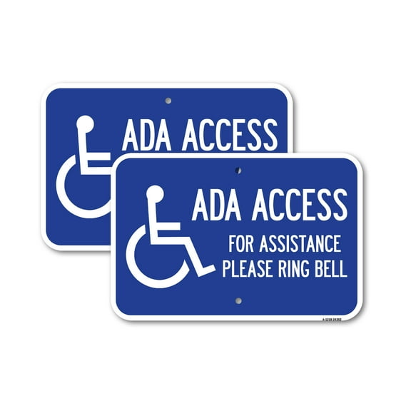 (2 Pack) ADA Access for Assistance Ring Bell (With New Isa Symbol) | 18" X 24" Heavy-Gauge Aluminum Sign | Rust Free Aluminum, Weather Resistant, Waterproof, Fade Resistant, 2