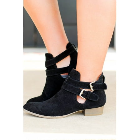 

Double-Buckle Ankle Boot Faux Suede Women s