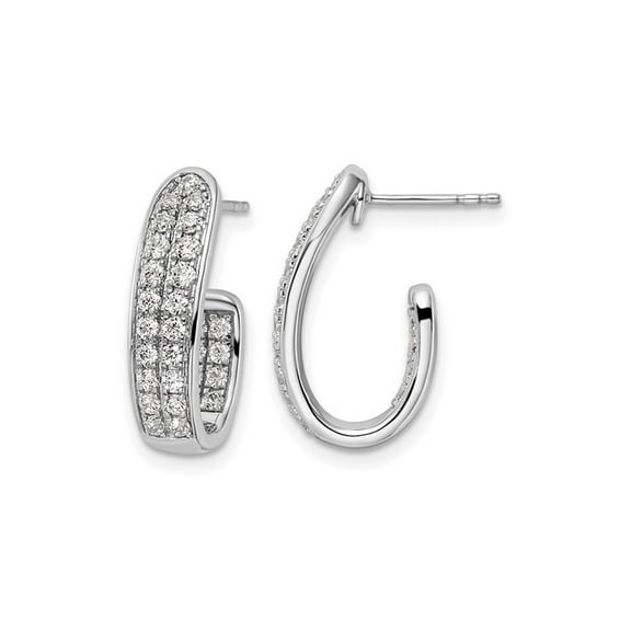 1.00 Carat (Ctw SI-SI2, G-H) Lab-Grown Diamond J-Hoop Earrings in 14K White Gold