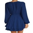 thumbnail image 3 of MesaSe Femmes Casual Manches Longues une Ligne Robe de Mode Bandage Couleur Unie Taille Haute Robe Volant, 3 of 4