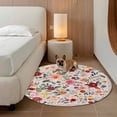 thumbnail image 2 of Pink Flowers Round Area Rug 3Ft Washable Small Circle Rugs for Kitchen Entryway, Spring Farmhouse Floral Leaves Vintage Non-Slip Carpet Floor Mats Indoor Outdoor Carpet Runner Aesthetic Home Decor, 2 of 8