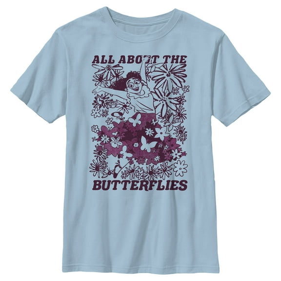 Boy's Encanto Mirabel All About the Butterflies Sketch Graphic Tee Light Blue Medium