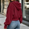 thumbnail image 4 of Ynynloco Womens Zip Up Hoodies Cropped Jackets Fall Outfits Lightweight Slouchy Drop Shoulder Casual Travel Winter with Pockets Airport Workout Athletic, 4 of 7