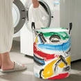 thumbnail image 6 of KLL Colorful Abstract Bumper Cars Waterproof Foldable Laundry Hamper Bucket with Handles for Storage Bin,Kids Room,Home Organizer (Small ), 6 of 7