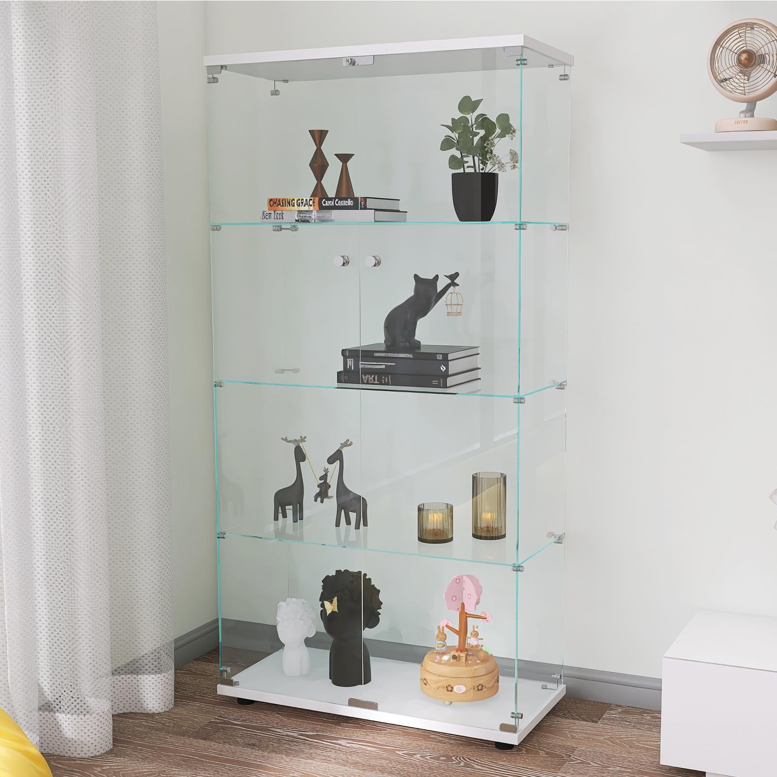 BaytoCare Twodoor Glass Display 4 Shelves with Door, Floor