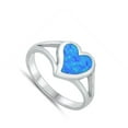 thumbnail image 4 of CHOOSE YOUR COLOR Blue Simulated Opal Heart Promise Ring .925 Sterling Silver Band CZ Female Size 6, 4 of 4
