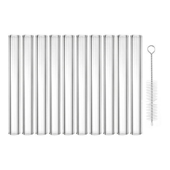 Uxcell 4 Inch Borosilicate Glass Tubes, 10 Pcs12mm OD 2mm Thick Glass Blowing Tubes Straight Pipe with Cleaning Brush for Laboratory Glass Making, Transparent