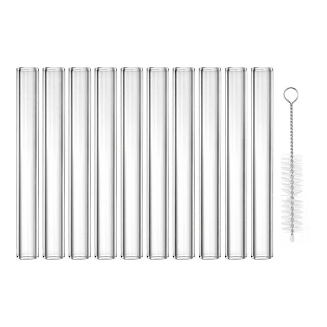 Tubos de Vidrio de Borosilicato Uxcell de 4 pulgadas, 10Pcs, Tubos Rectos de 12mm OD y 2mm de Grosor con Cepillo de Limpieza para Fabricación de Vidrio de Laboratorio, Transparente