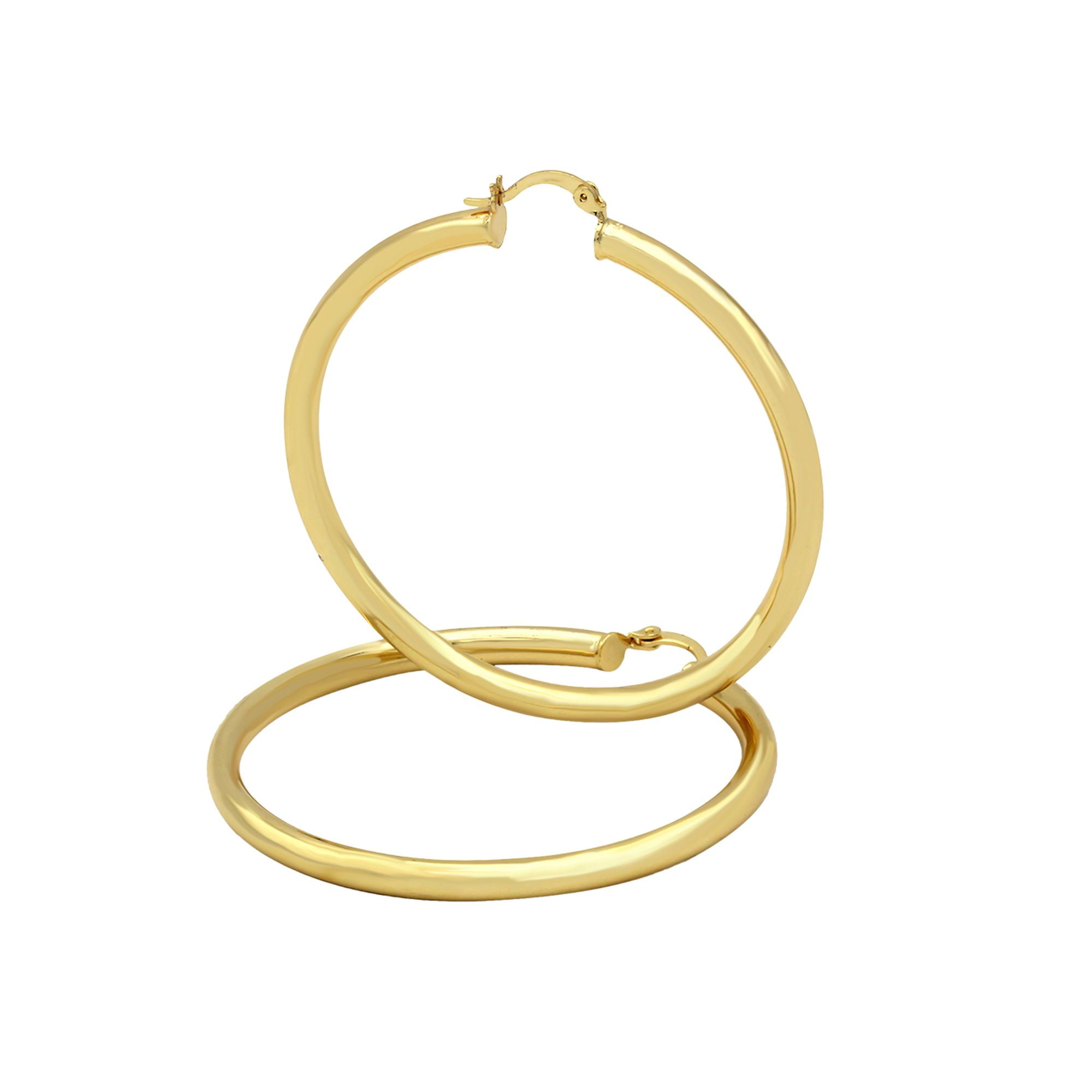 Gold Silver Hoops Disc Plain Earrings 60MM Round Small Big Fashion Jewellery UK 
