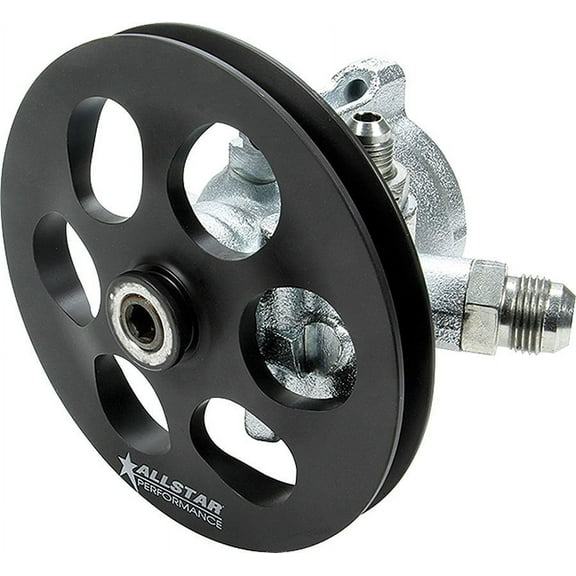 Allstar Performance ALL48250 Power Steering Pump with Pulley Steel, Clear Anodized