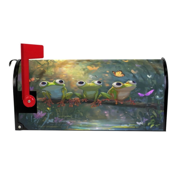 Wobogo Cute Frog Mailbox Cover Magnetic for Garden Yard Home Decor Standard Size 25.4×20.78in