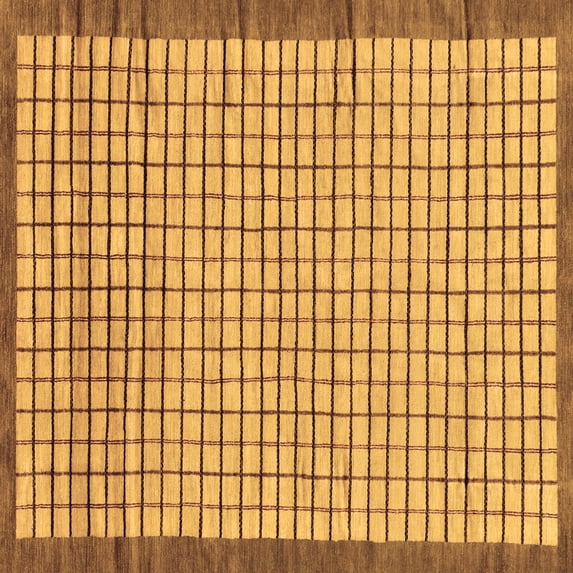 Ahgly Company Indoor Square Checkered Brown Modern Area Rugs, 7' Square