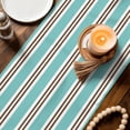 thumbnail image 2 of Table Runners 120 Inches Long Dress Scarves, Teal Brown Striped Farmhouse Coffee/Dining/Kitchen Table Decor Table Runner for Living Room, Modern Farmhouse Vertical Stripes 13x120 Inch, 2 of 5