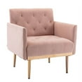 thumbnail image 4 of Velvet Upholstered Accent Chair Armchair for Living Room,Modern Leisure Single Sofa Chair with Rose Golden Feet-Pink, 4 of 7