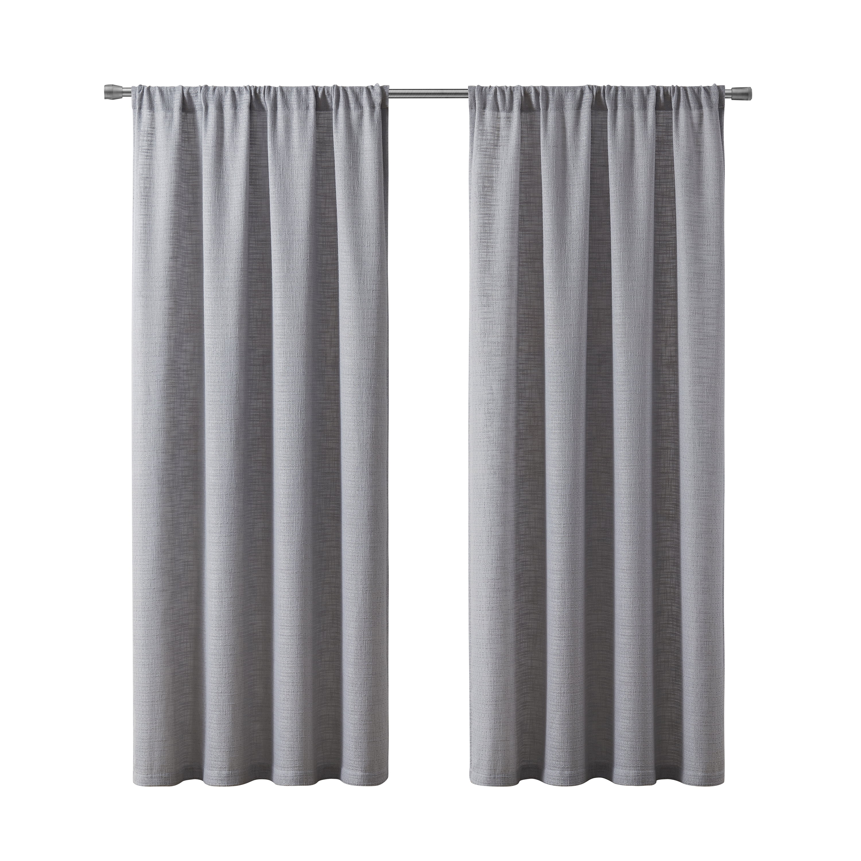 Better Homes & Gardens Woven Slub Rod Pocket Light Filtering Curtain Panel, 1-Piece, Gray, 52" W x 108" L