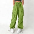 thumbnail image 2 of Miluxas Girls Cargo Pants Casual Jogger Loose Fit Streetwear Parachute Pants Green 4-5Years, 2 of 7