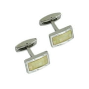 Speidel Stainless Steel Mother of Pearl Checkered Silver Tone Rectangle Cuff Links