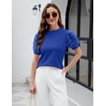 thumbnail image 5 of Womens Short Sleeve Blouse Business Casual Dressy Tops Ribbed Summer Stylish Work Shirts, 5 of 6