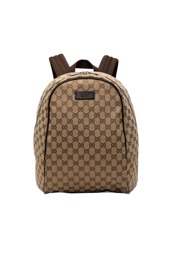 Pre-Owned Gucci GG Canvas Backpack 449906 Beige Brown Leather Women's GUCCI
