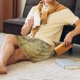 thumbnail image 5 of Balery Vintage World Map Pantalones cortos de pijama de punto de algodón para hombre con cinturilla y bolsillos-X-Large, 5 of 6