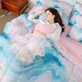 thumbnail image 4 of Homewish Modern Fluid Art 7pcs Bedding Comforter Set,Abstract Splatter Ink Queen Bedding Sets,Blue Pink Queen Sheet Sets For Men Women,Ultra Soft Home Decor Reversible, 4 of 8