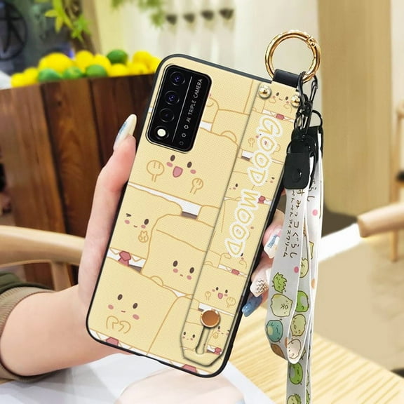 LYM-Phone Case For TCL T-Mobile Revvl V 5G/Revvl V Plus 5G, Silicone Wristband Wrist Strap Dirt-resistant Soft case Phone Holder Shockproof Fashion Design Kickstand Cute Back Cover Ring