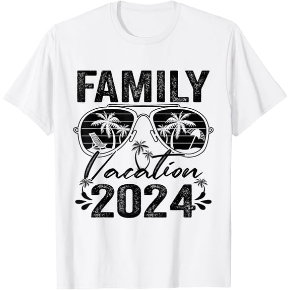 t-shirt Family Vacation 2024 Beach Matching Summer Vacation 2024 T-Shirt mens, woman, white,funny,journey,Crew Neck, Short Sleeve,custom clothing patterns.gift