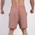 thumbnail image 3 of fatyb Mens Casual Shorts Elastic Waist Cotton Linen Shorts Summer Pocket Beach Shorts with Drawstring, 3 of 6