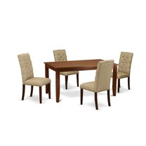 East West Furniture Dudley 5-piece Wood Dining Set with High Back in Mahogany